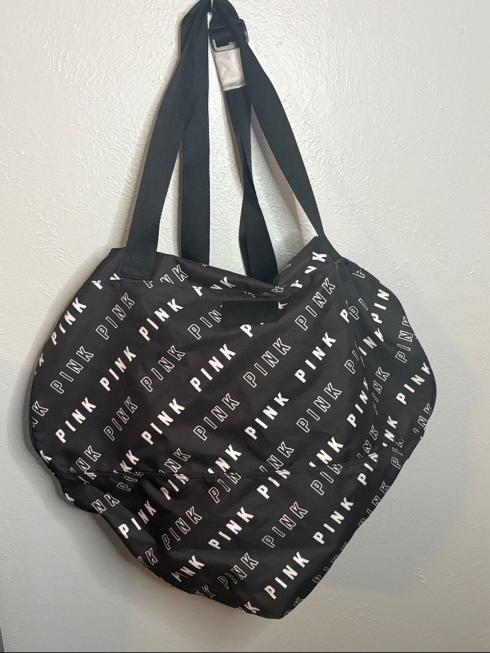 PINK Victoria's Secret Black Repeating Logo Tote
